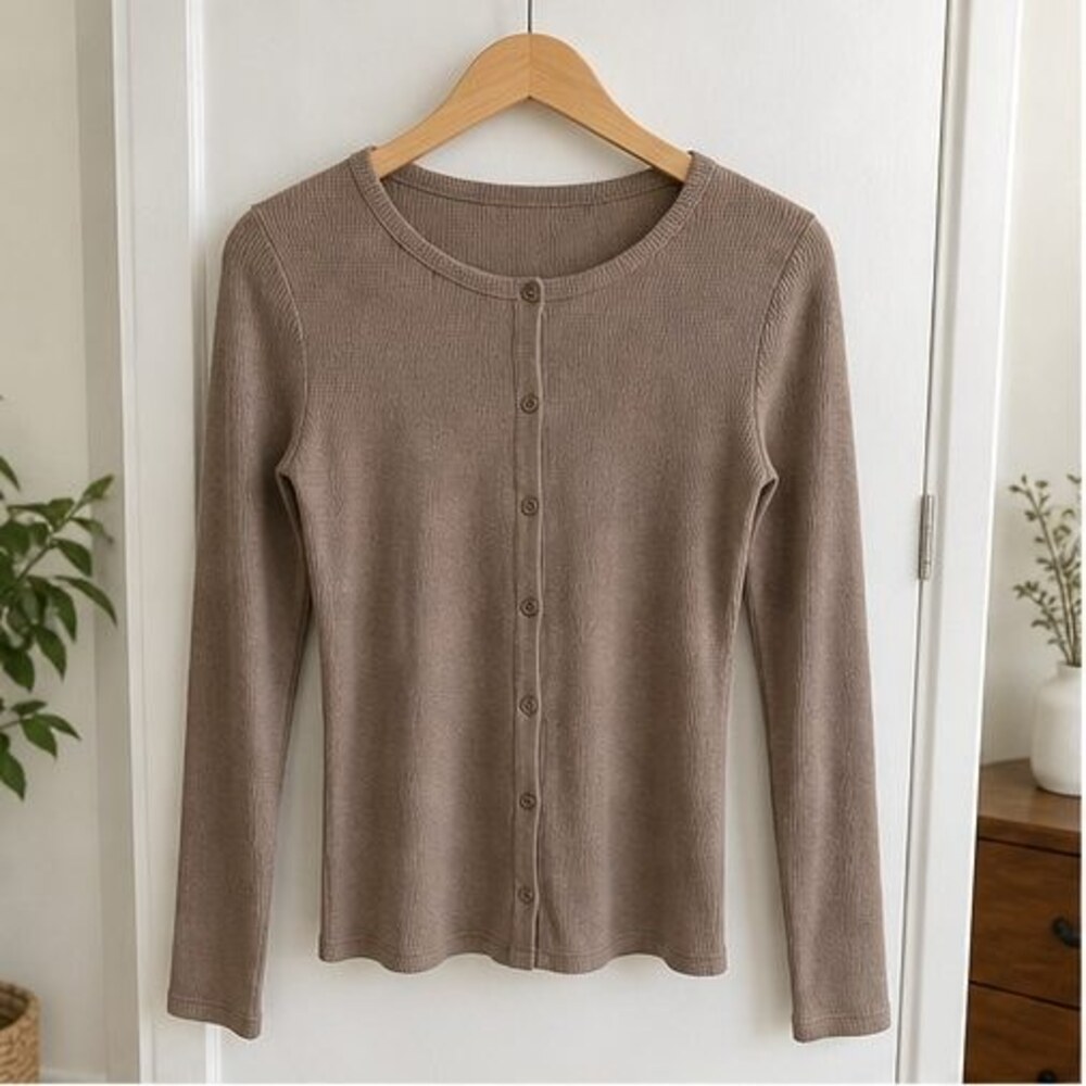 Taupe Lace Trim Top
